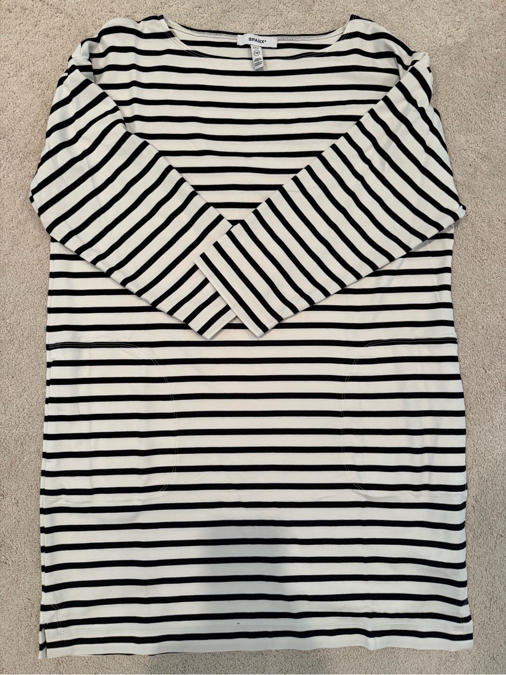 Spanx XL Striped Black & White Boatneck Mini Dress - Picture 6 of 6